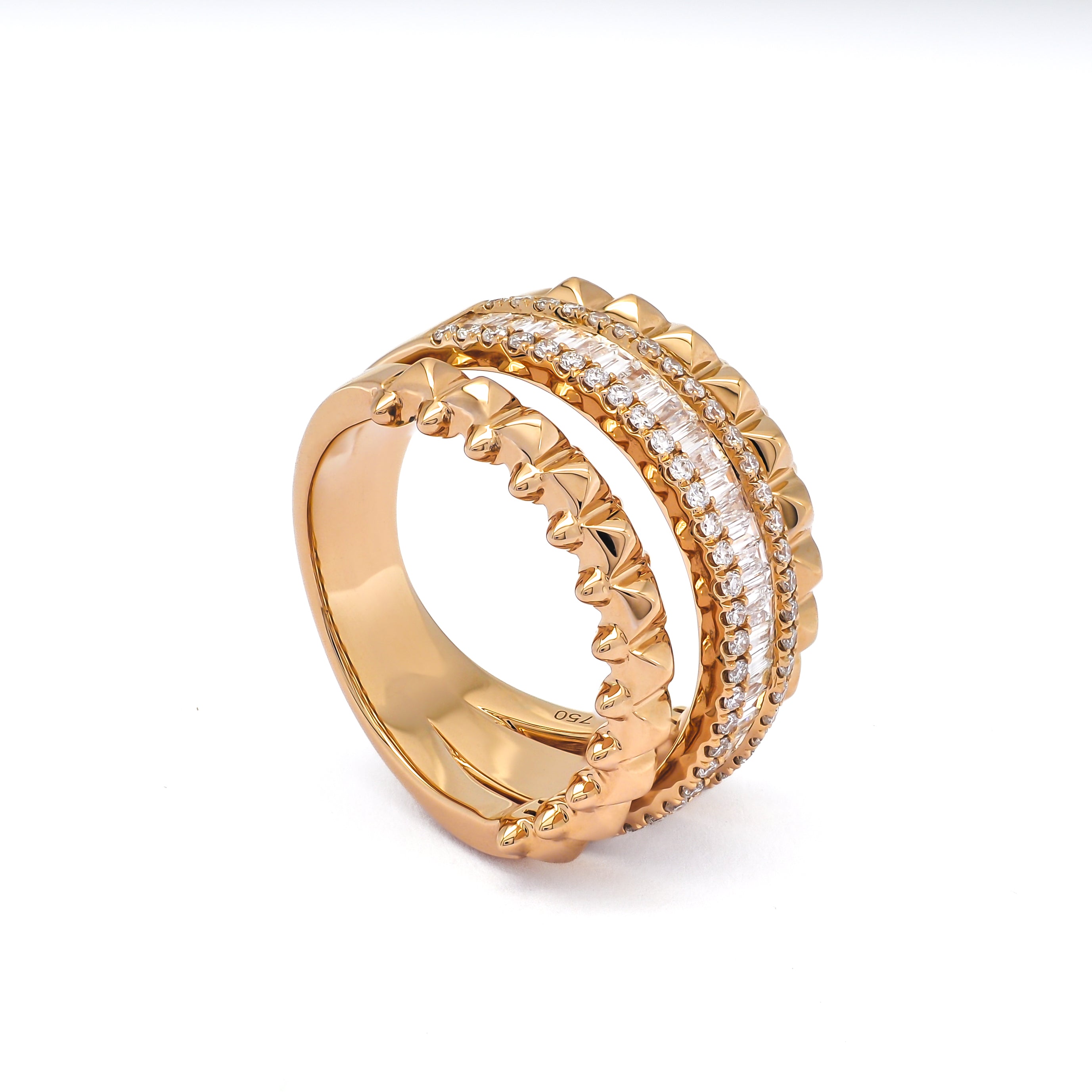 18k ROSE GOLD HALF ETERNITY BAGUETTE BRILLIANT RING