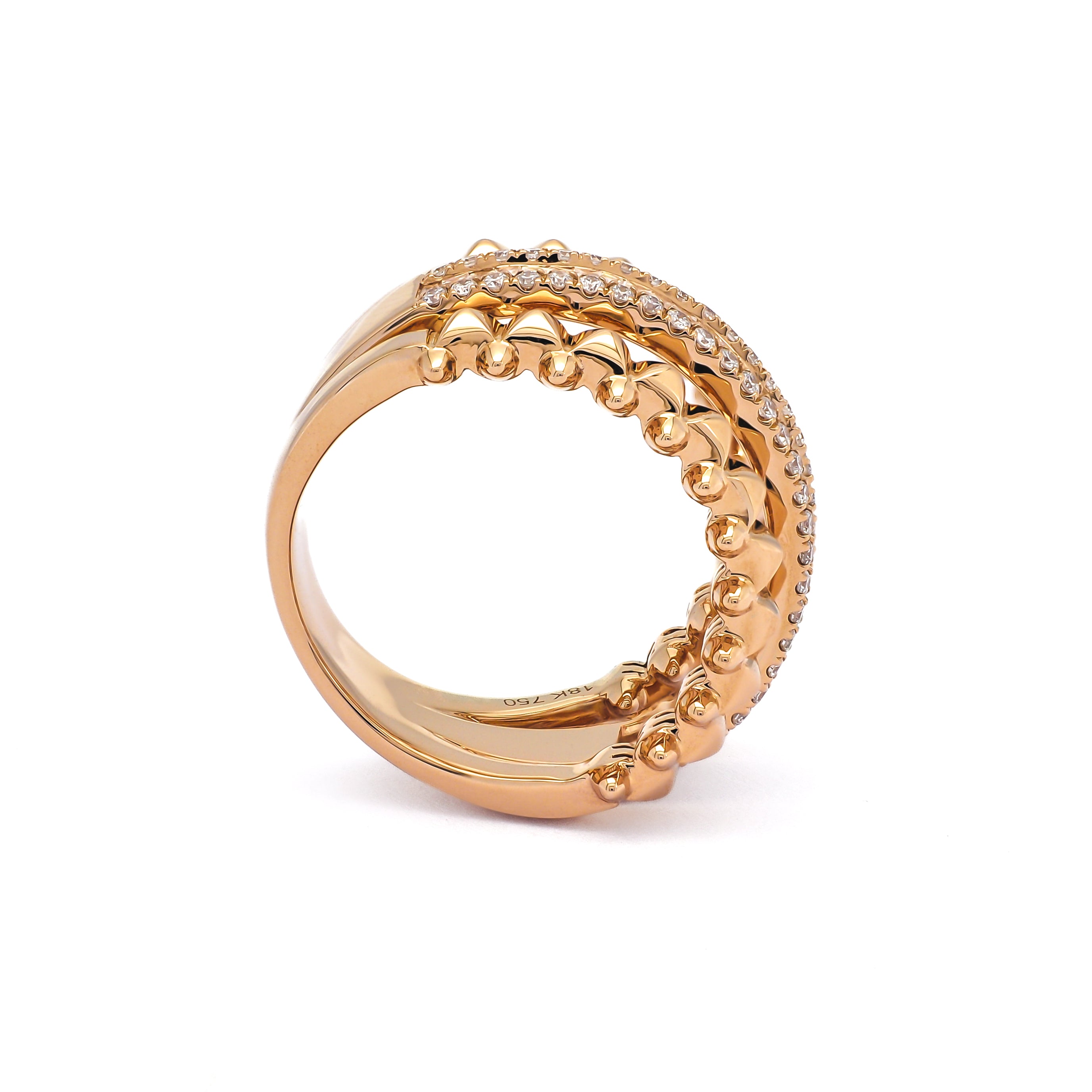 18k ROSE GOLD HALF ETERNITY BAGUETTE BRILLIANT RING