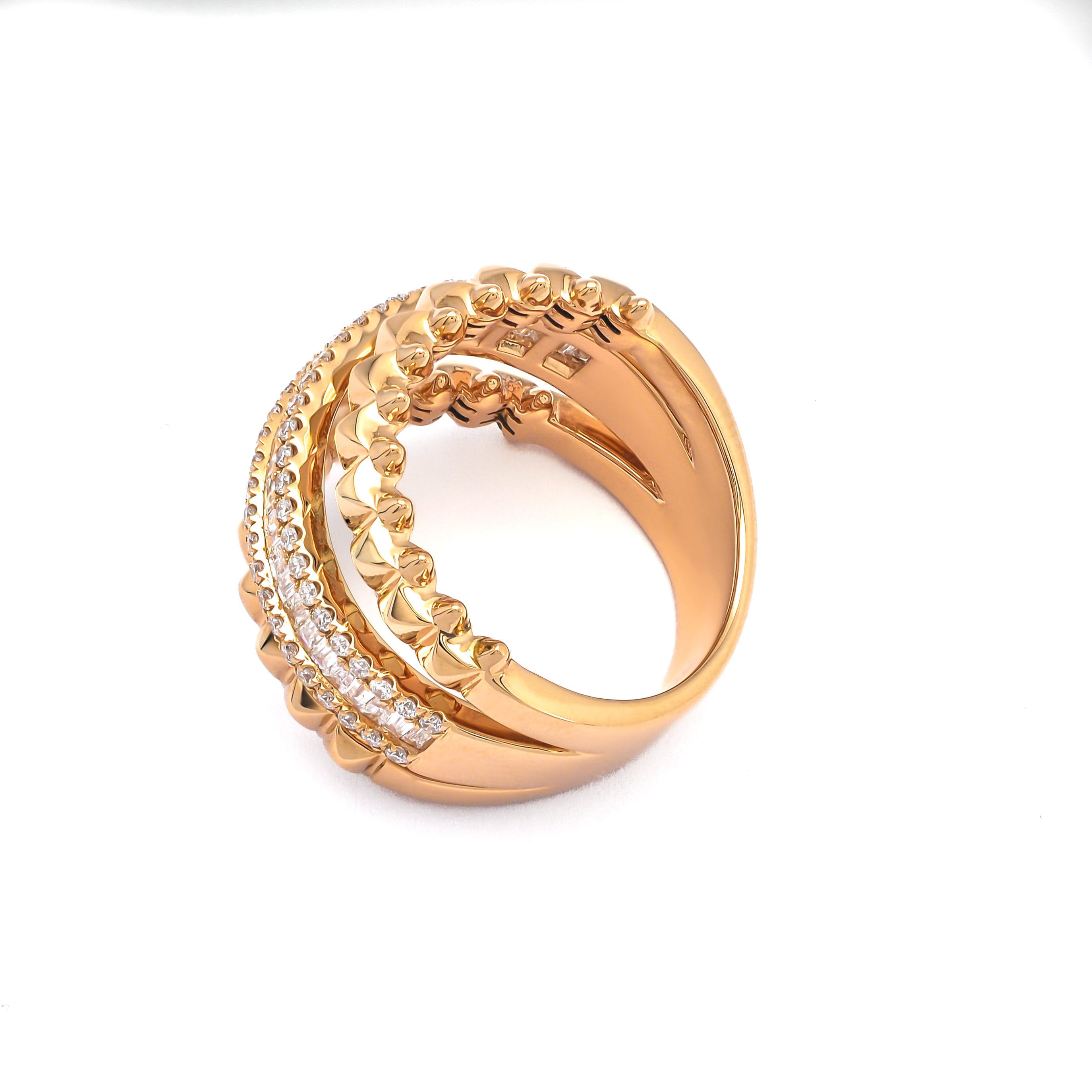 18k ROSE GOLD HALF ETERNITY BAGUETTE BRILLIANT RING
