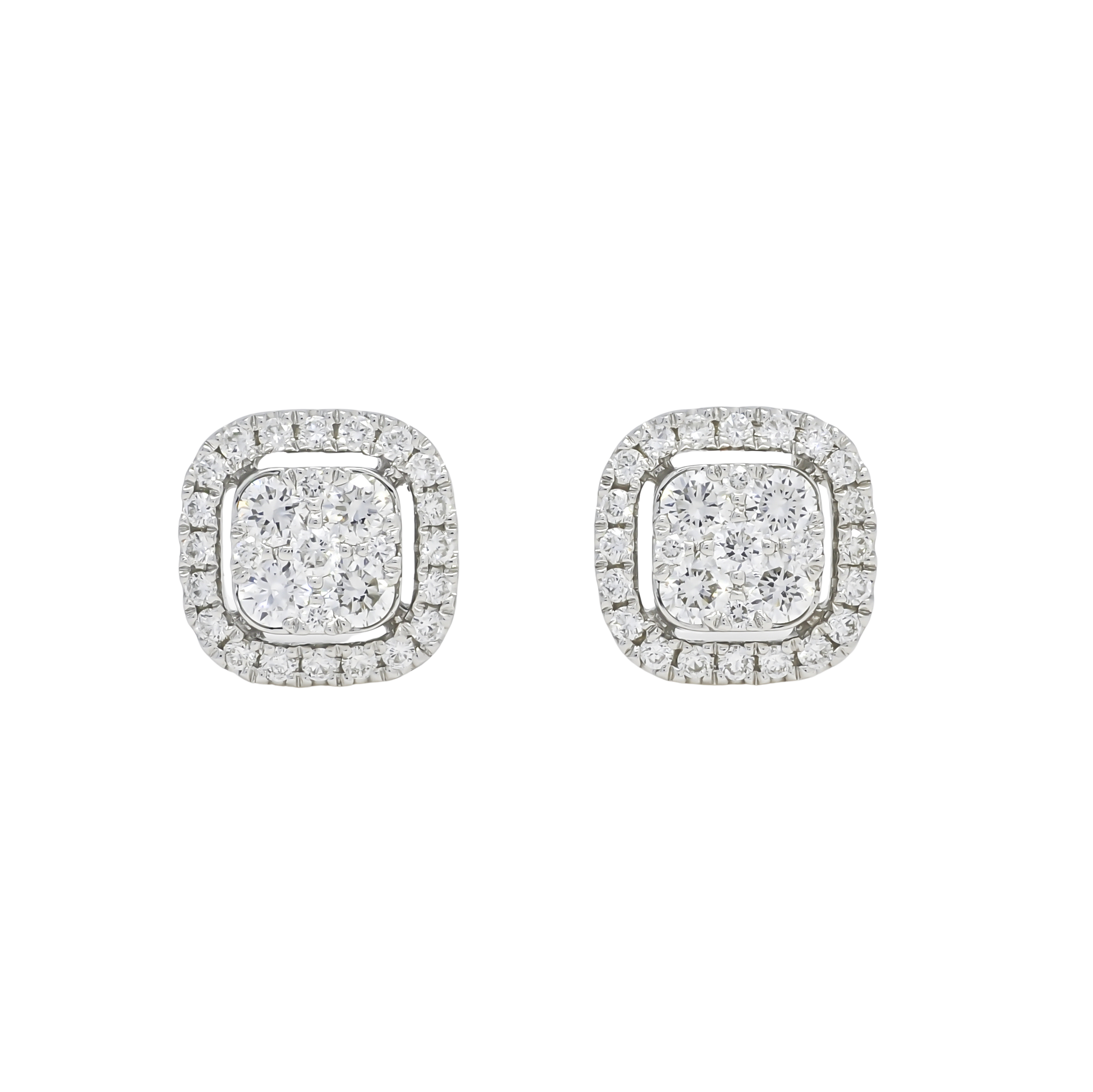 18k WHITE GOLD CLUSTER HALO JEWELRY SET