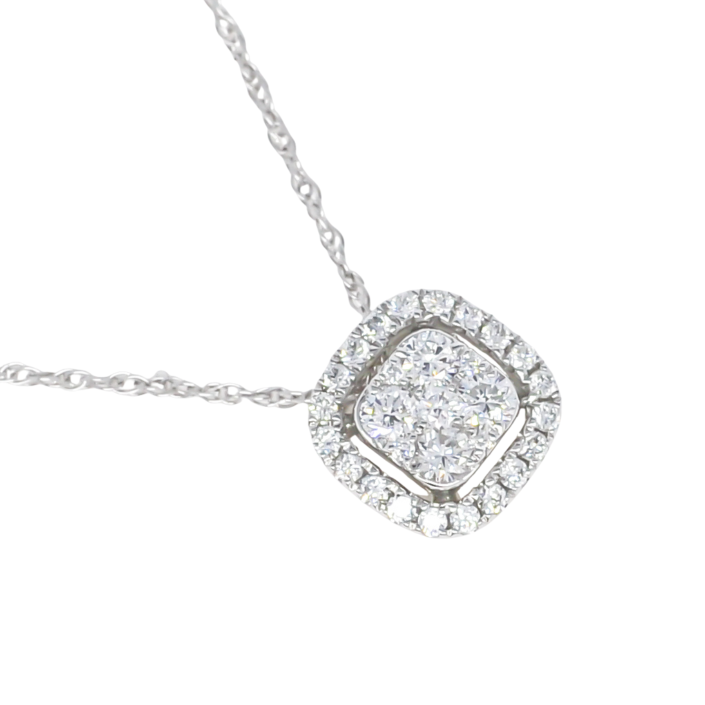 18k WHITE GOLD CLUSTER HALO JEWELRY SET