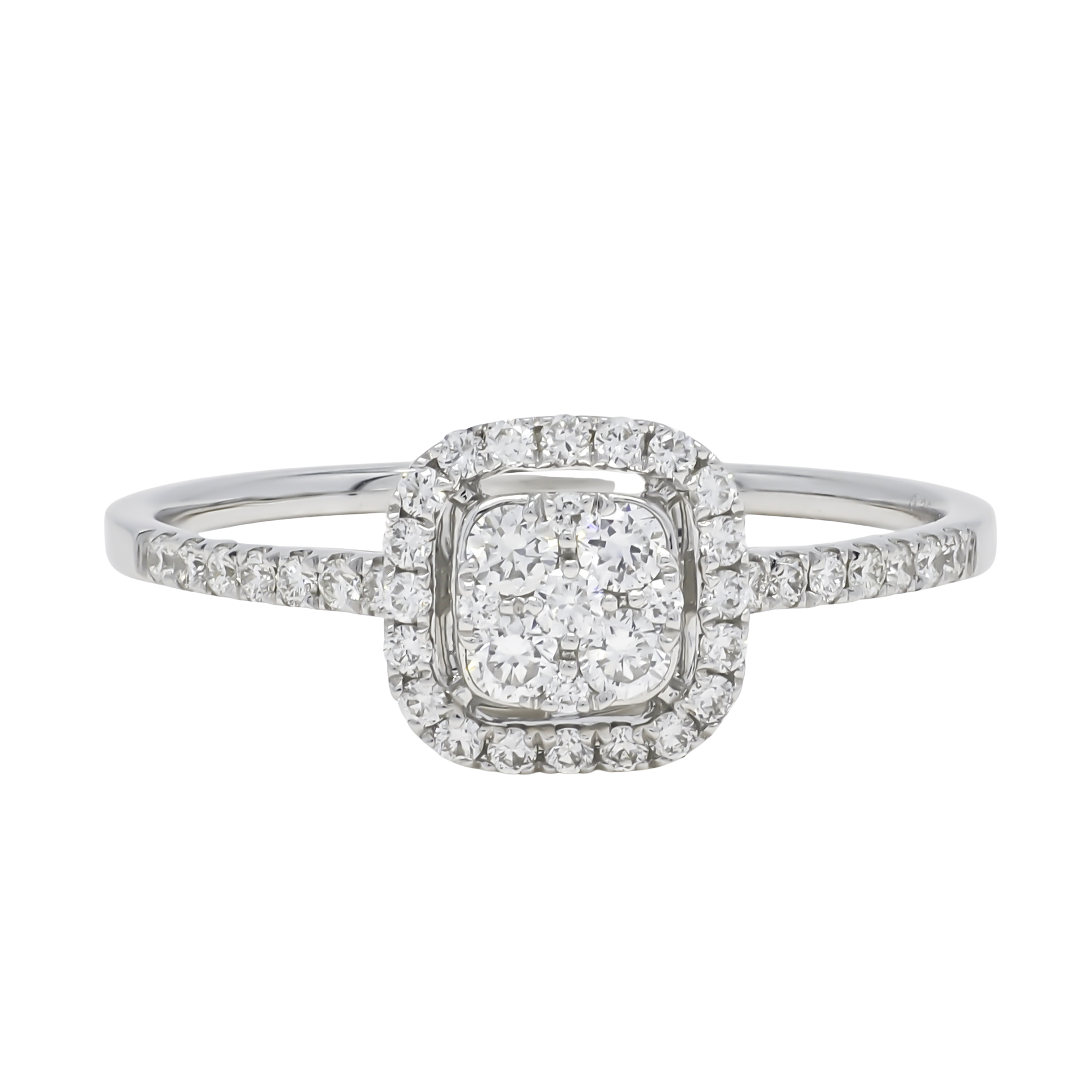 18k WHITE GOLD CLUSTER HALO JEWELRY SET