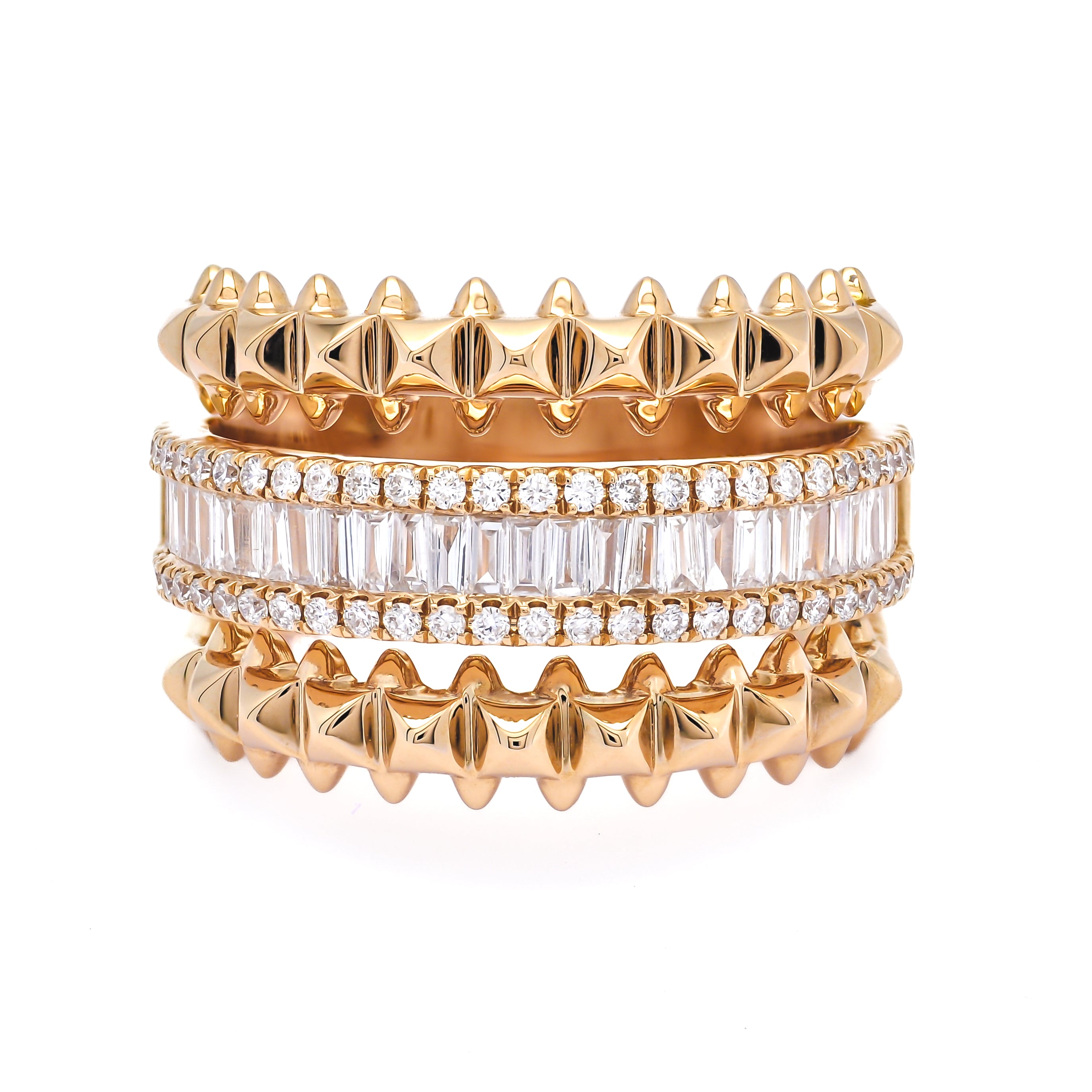 18k ROSE GOLD HALF ETERNITY BAGUETTE BRILLIANT RING