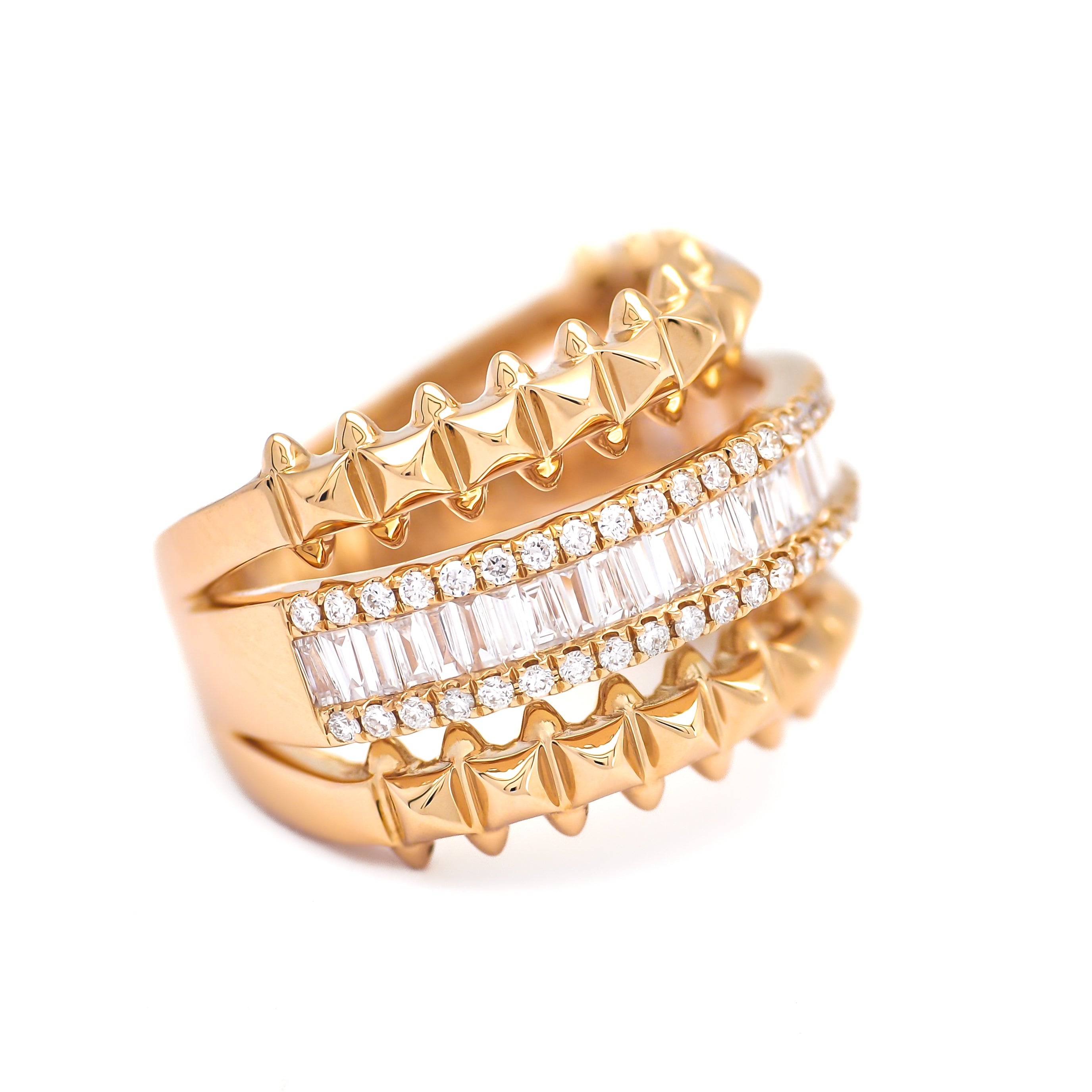 18k ROSE GOLD HALF ETERNITY BAGUETTE BRILLIANT RING