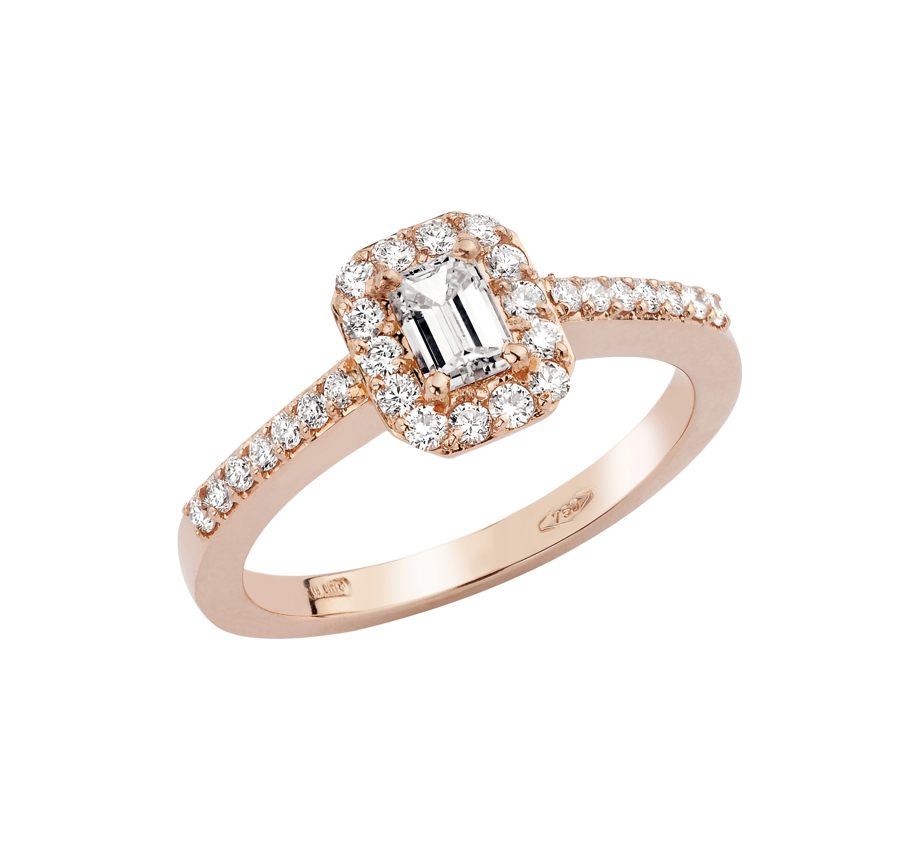 PIAZZA VENEZIA COLLECTION – EMERALD-CUT DIAMOND RING IN ROSE GOLD