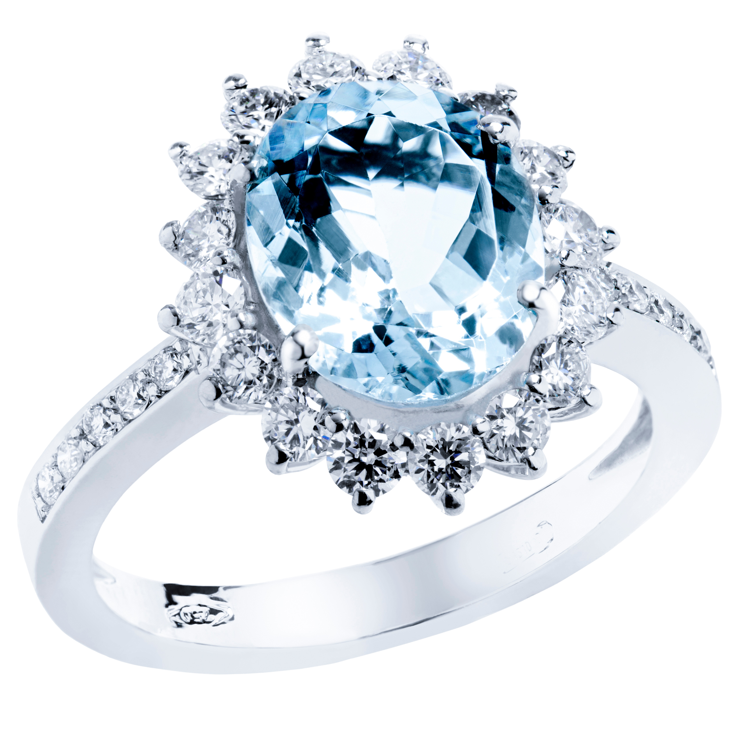 VIA VENETO COLLECTION - 18k WHITE OR ROSE GOLD AQUAMARINE DIAMOND RING