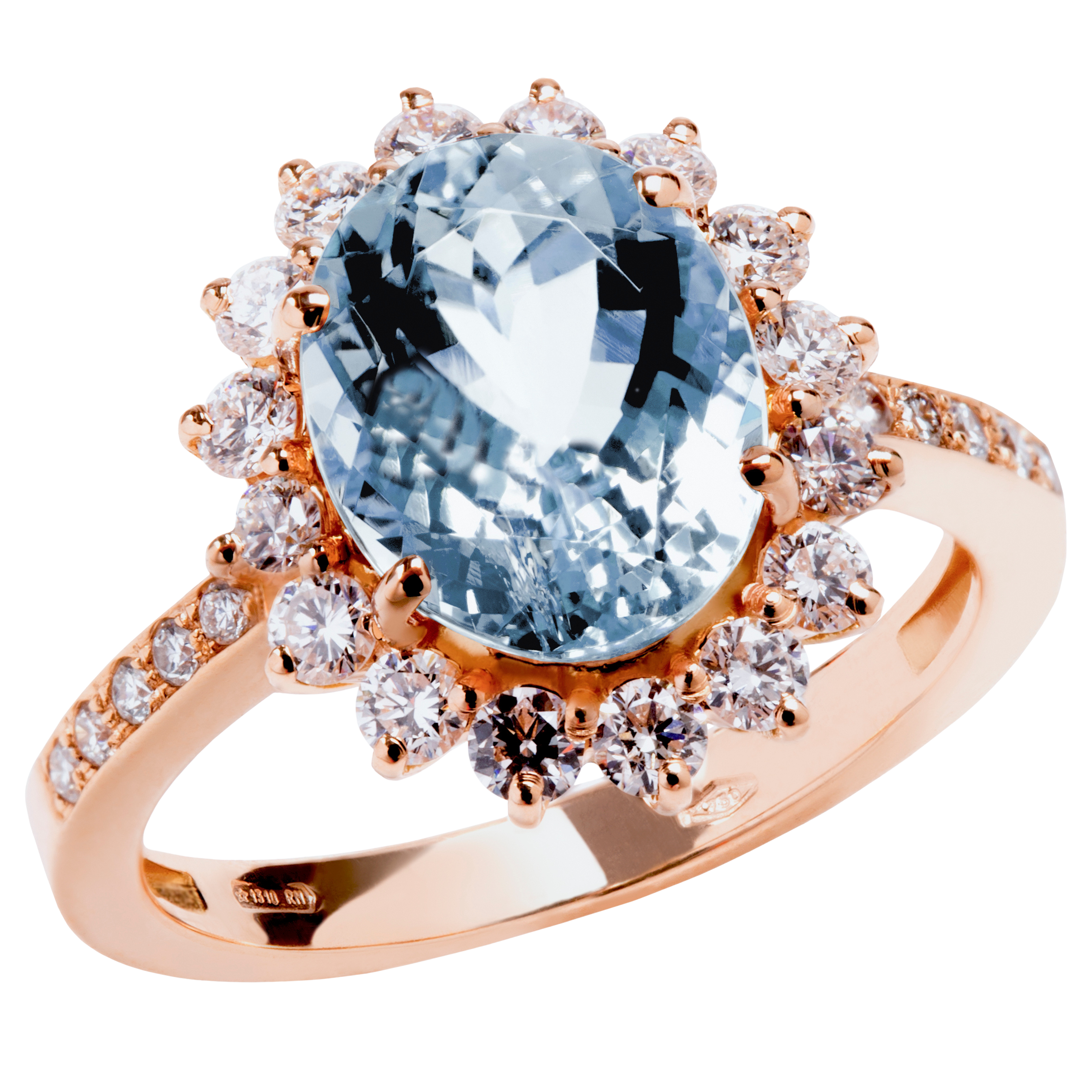 VIA VENETO COLLECTION - 18k WHITE OR ROSE GOLD AQUAMARINE DIAMOND RING