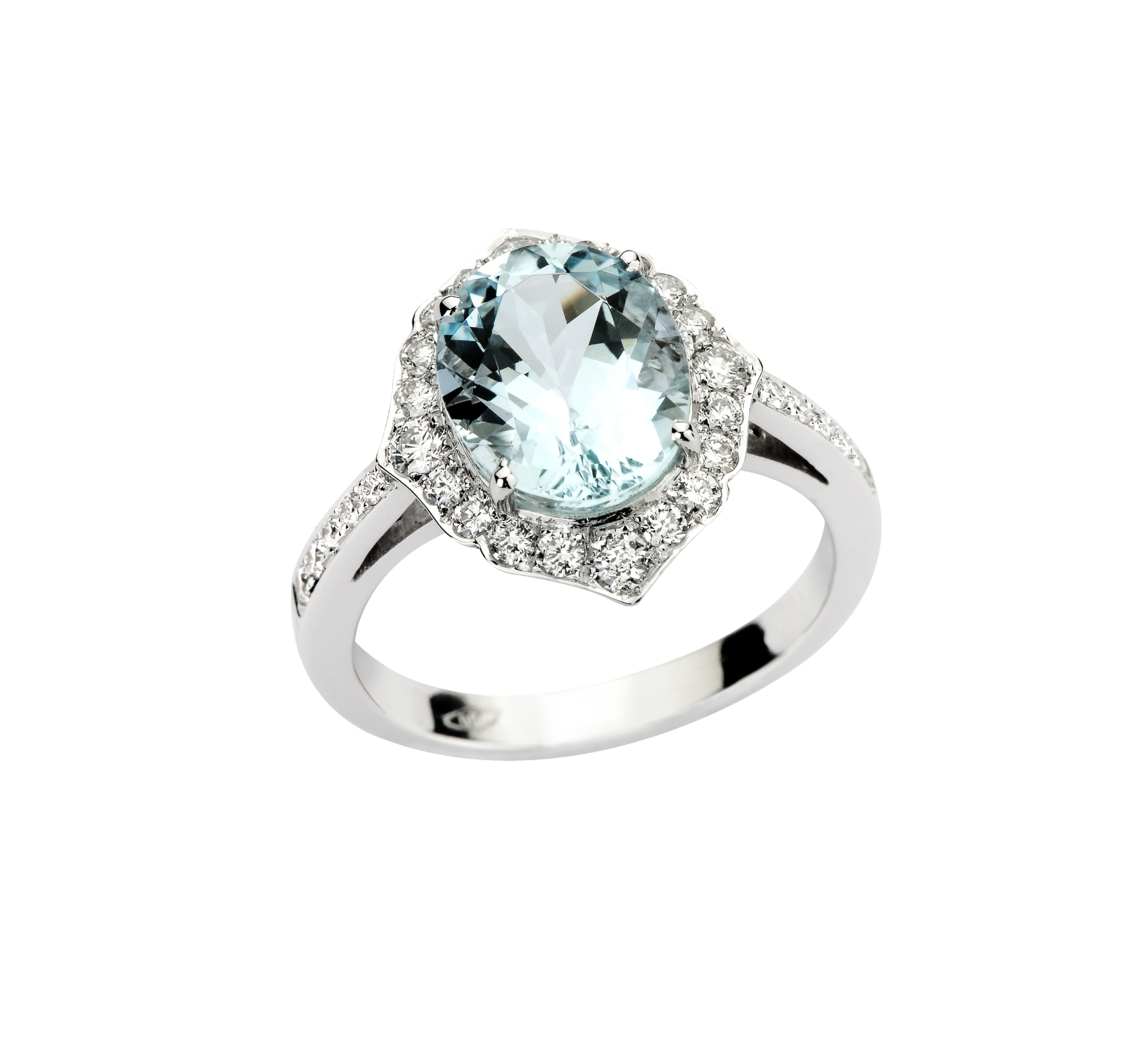 CAMPO DE FIORI COLLECTION - 18k WHITE OR ROSE GOLD AQUAMARINE DIAMOND RING