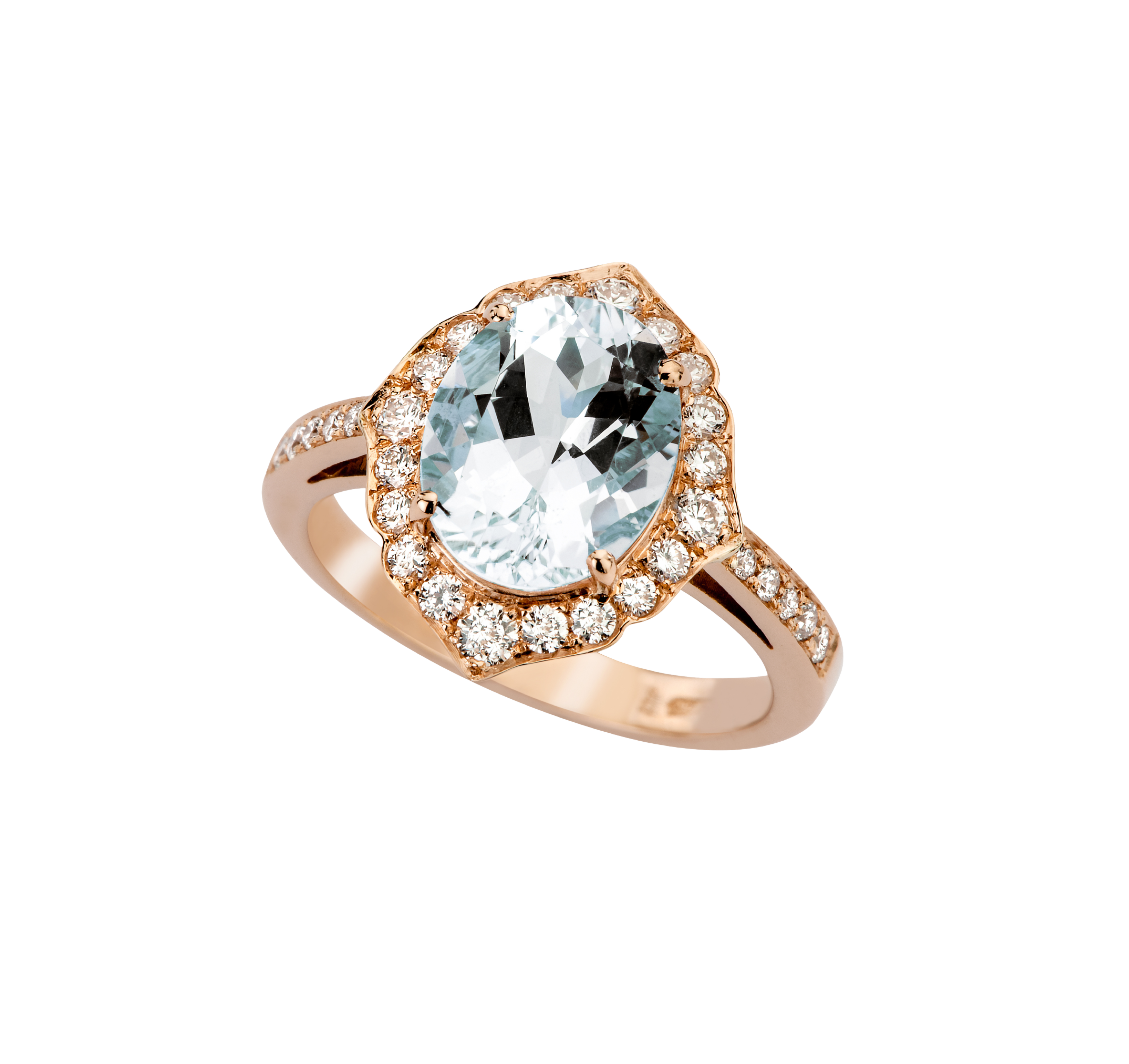 CAMPO DE FIORI COLLECTION - 18k WHITE OR ROSE GOLD AQUAMARINE DIAMOND RING