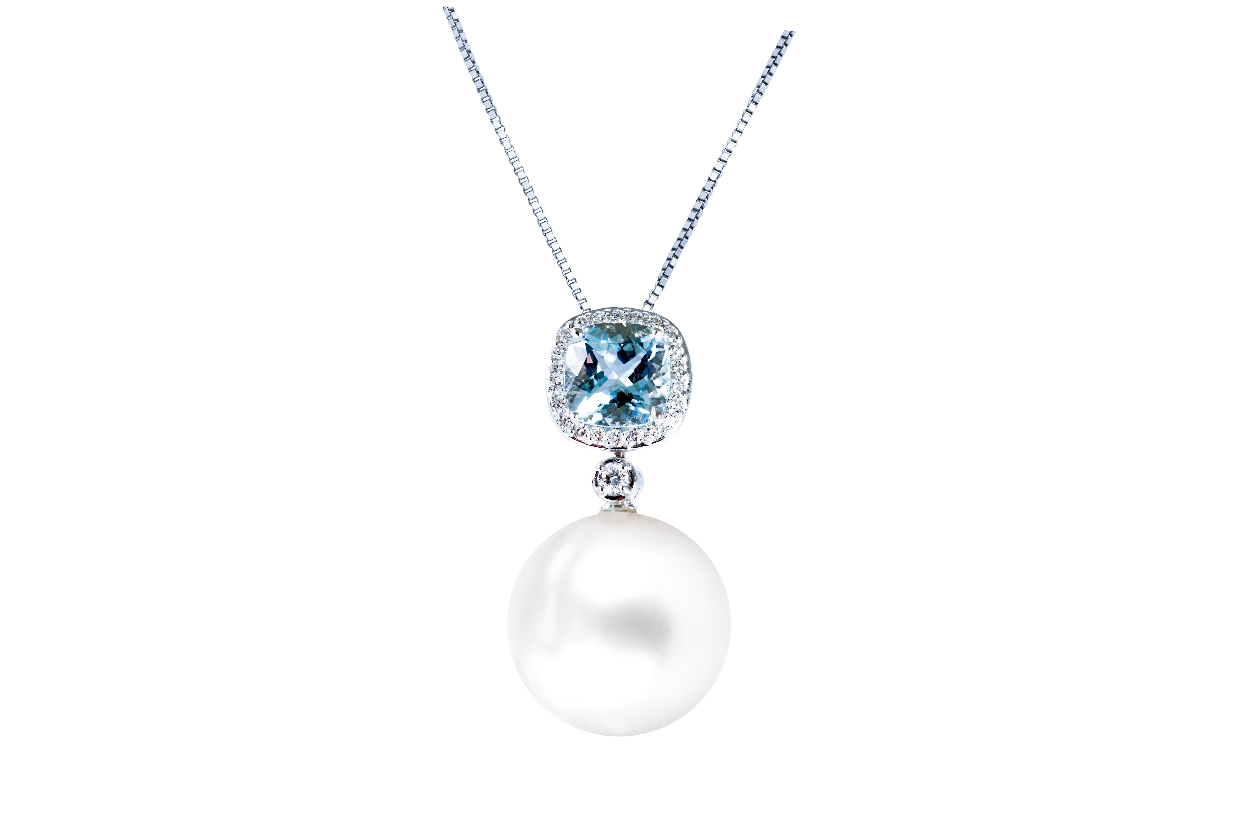 VIA DI RIPETTA COLLECTION – AQUAMARINE PEARL DIAMOND PENDANT