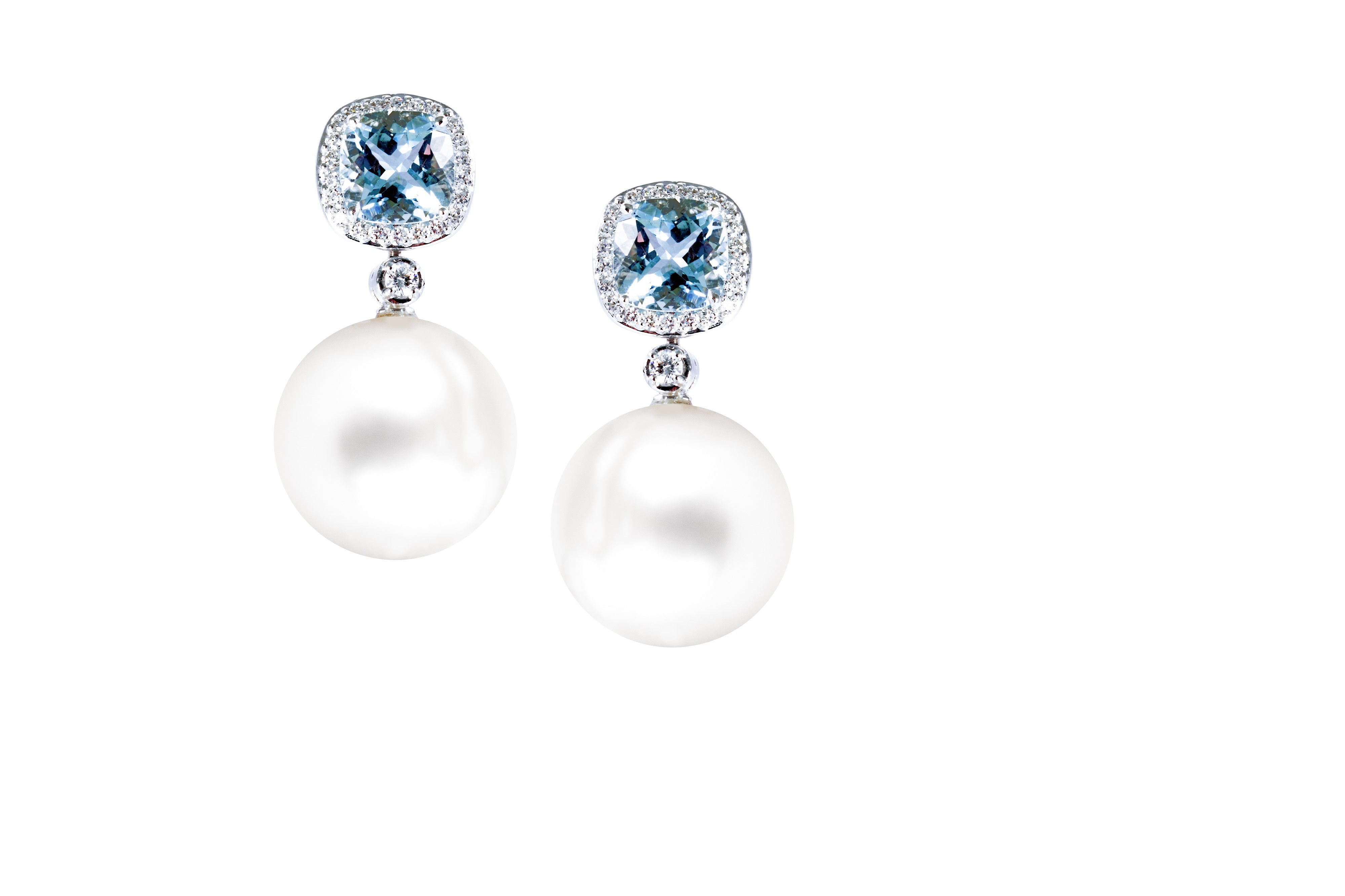 VIA DI RIPETTA COLLECTION – AQUAMARINE PEARL DIAMOND EARRINGS