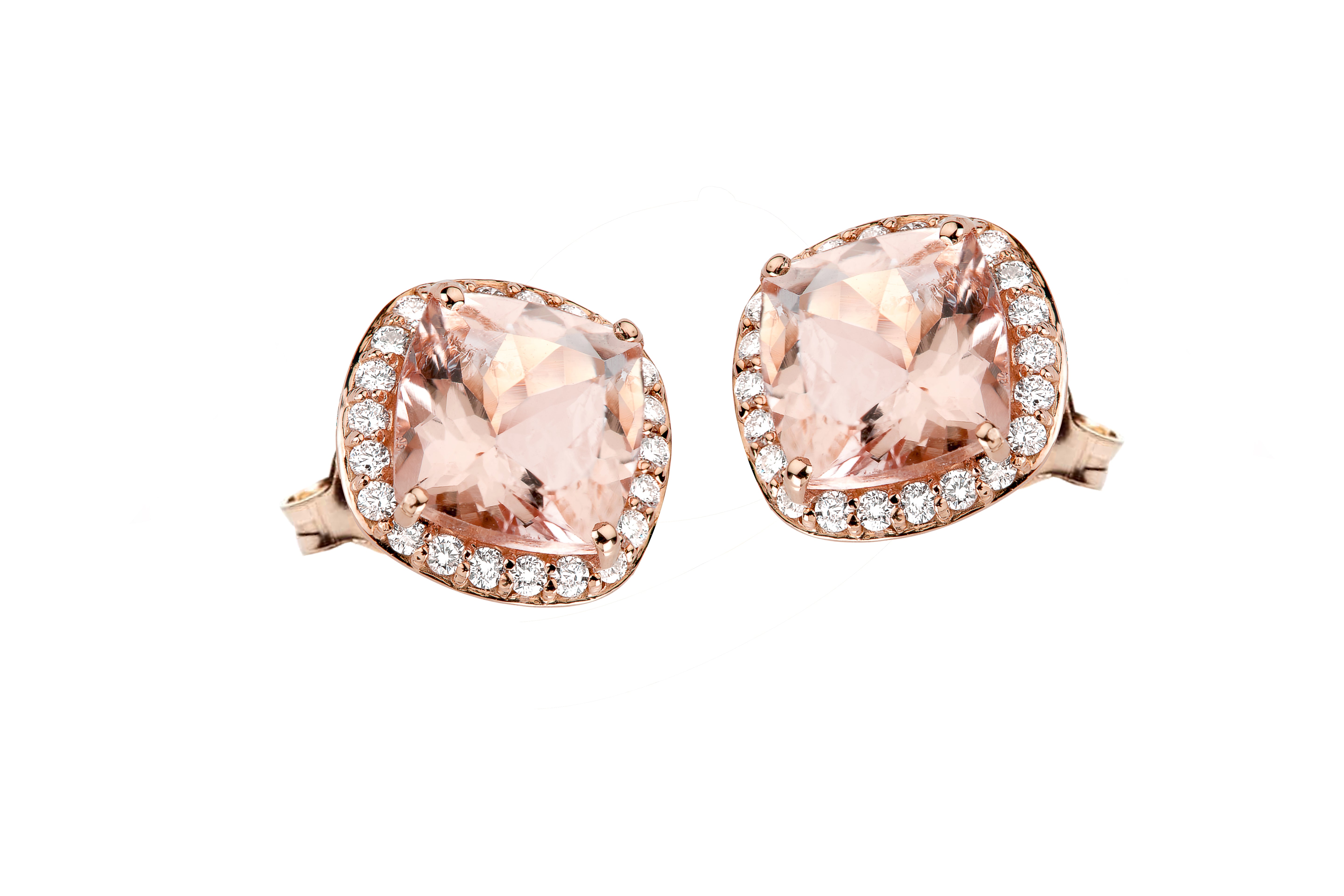 VIA DI RIPETTA COLLECTION – MORGANITE DIAMOND STUD EARRINGS