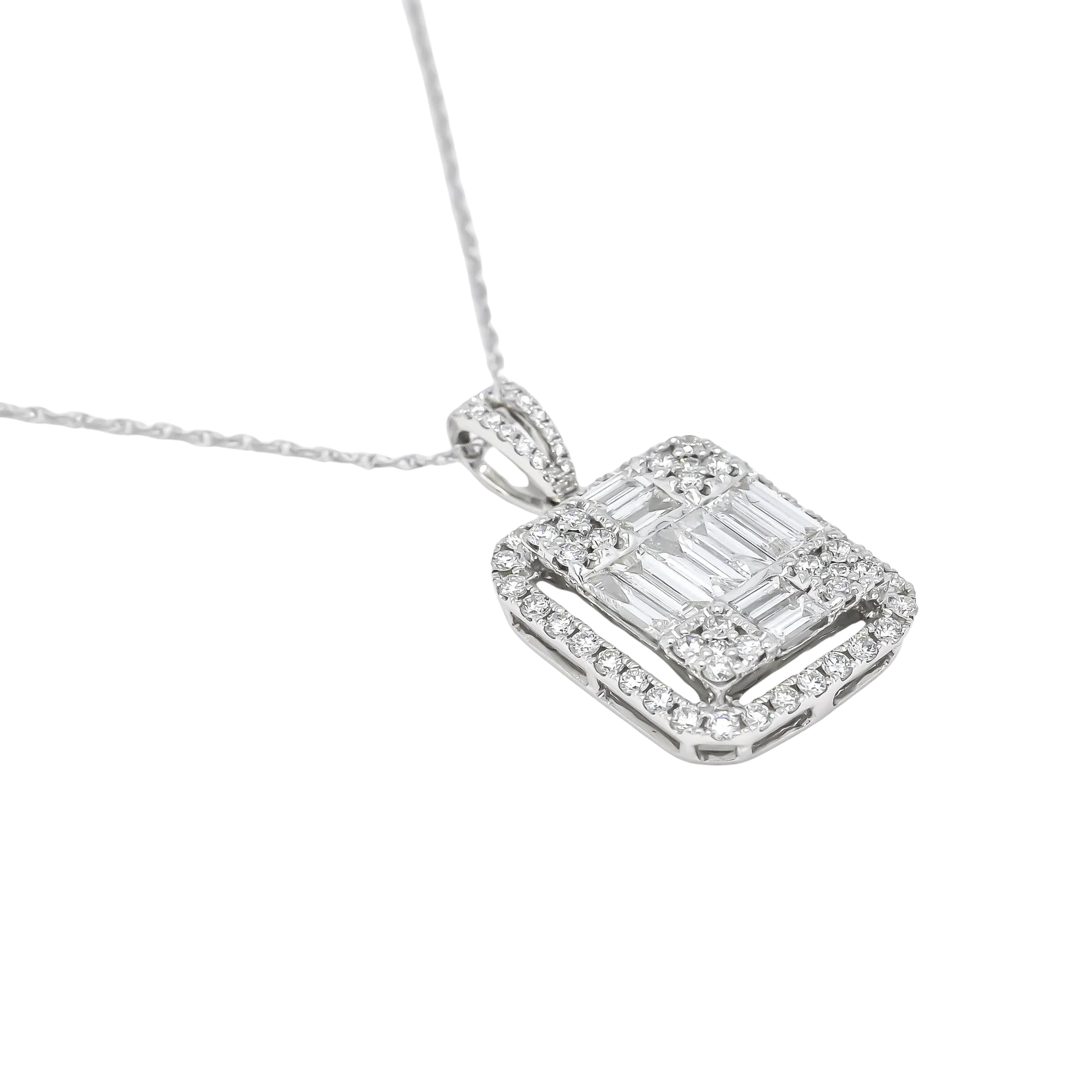 NATURAL DIAMOND PENDANT – 18k WHITE GOLD