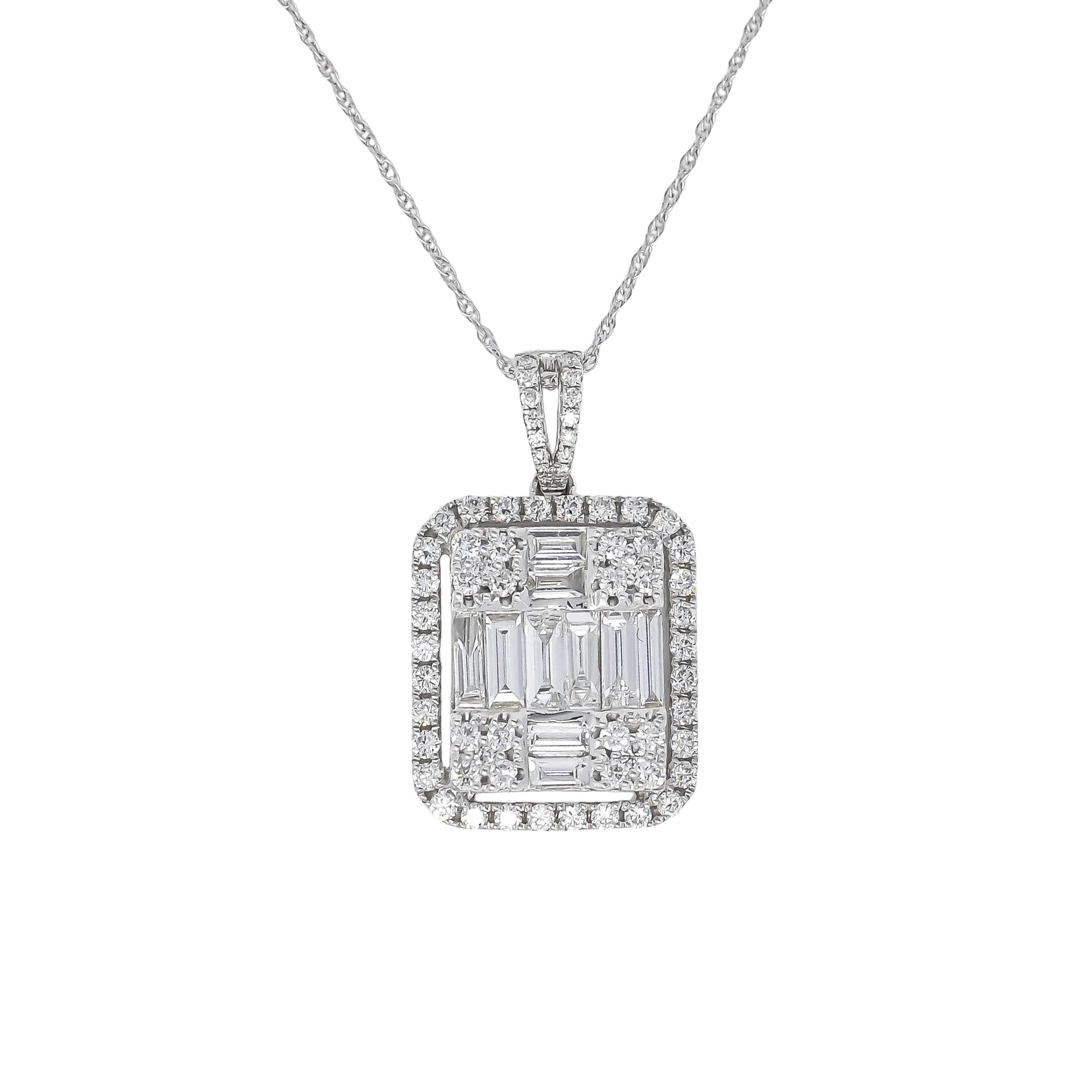 NATURAL DIAMOND PENDANT – 18k WHITE GOLD